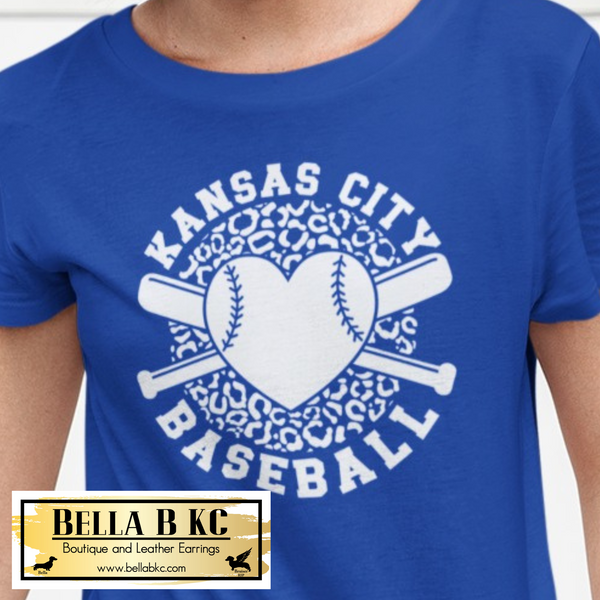 KC Baseball Kansas City Round Leopard Bats Tee or Sweatshirt White Print