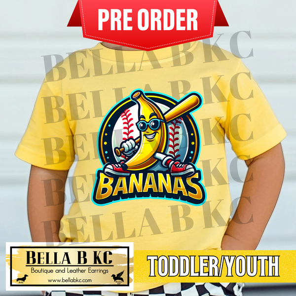 **PREORDER ONLY - 1 WEEK TAT** TODDLER/YOUTH - Banana Baseball Tee
