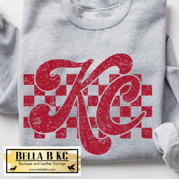 Kansas City KC Checker Red Print Tee or Sweatshirt