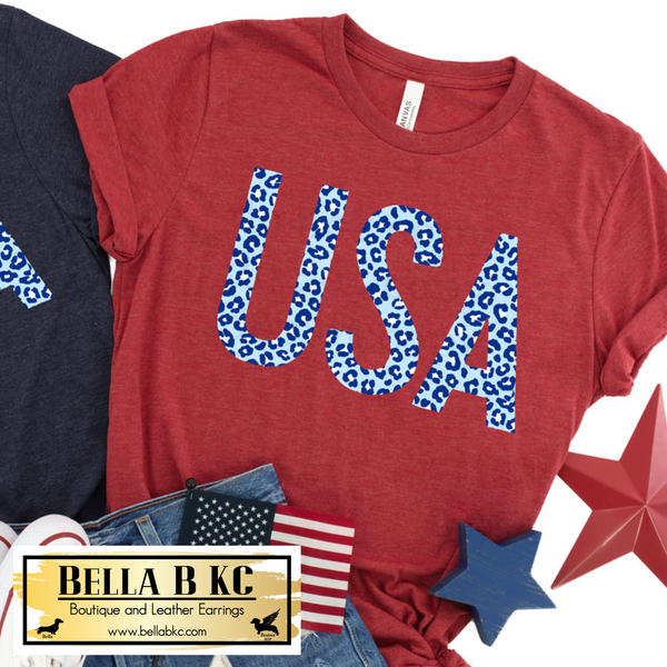 Patriotic - USA Blue Leopard Tee