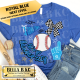 Kansas City Baseball - Crown Town Doodle Checkered Bow - Multiple Shirt Options