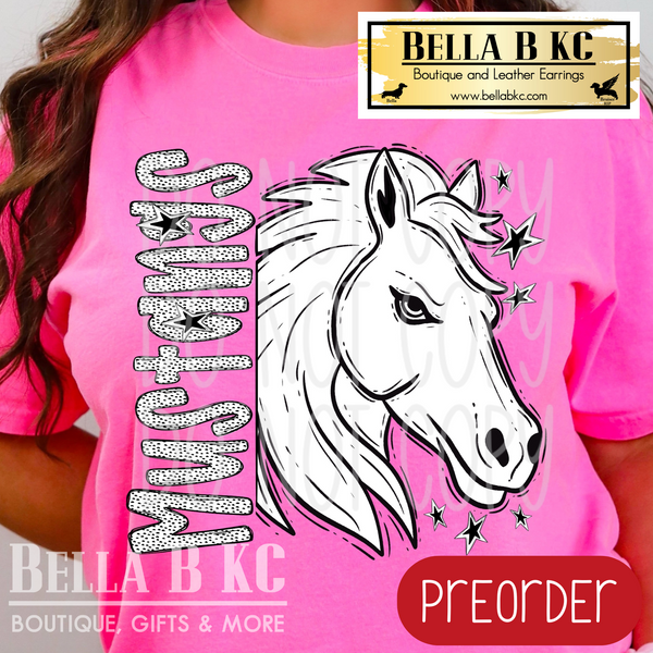 **PREORDER ONLY** Mustangs BW Dalmatian Tee or Sweatshirt - 1 Week Turn Around from Date of Order