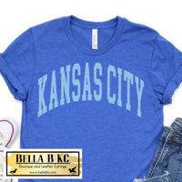 KC Baseball Kansas City Athletic Arched Tee or Sweatshirt Lt Blue Print