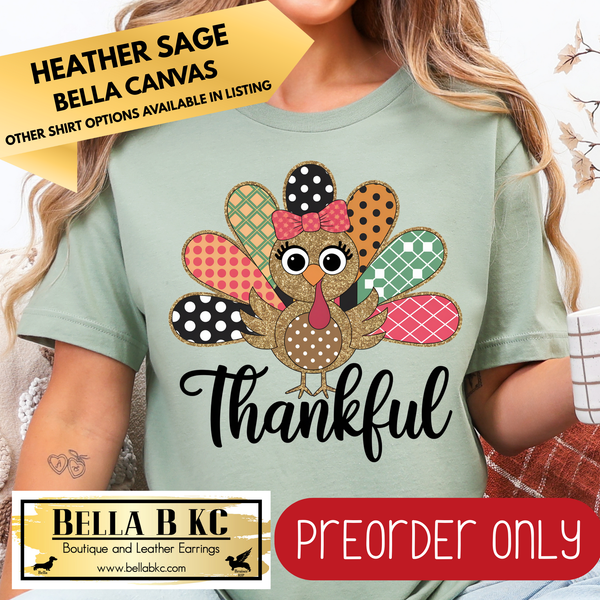 **PREORDER ONLY** Fall - Cute Thankful Turkey #125 - Tee or Sweatshirt - 1 Week Turn Around from Date of Order