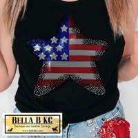 Patriotic - Star Flag Metallic Holographic Spangle Tee or Tank