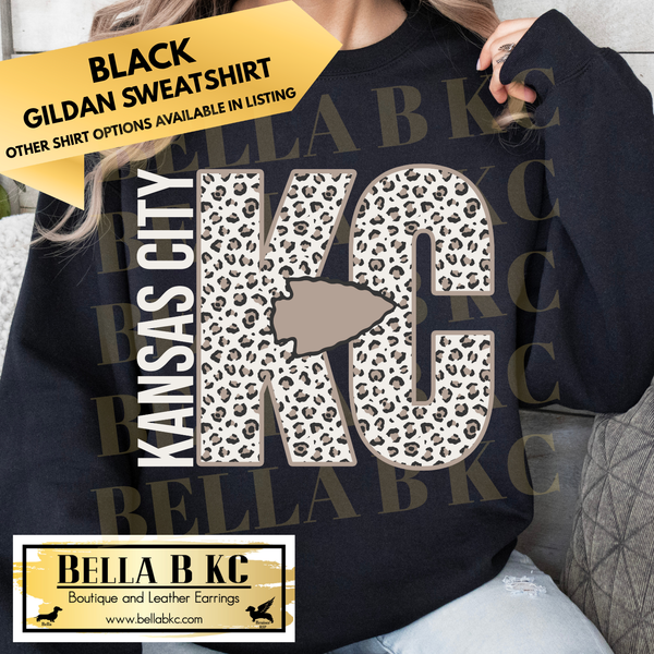 Kingdom - KC Football Neutral Leopard Arrowhead Tee or Sweatshirt