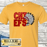 Kansas City Football Headdress Faux Glitter Tee or Sweatshirt