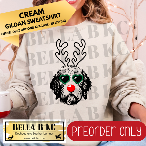 **PREORDER ONLY** Christmas - Labradoodle Reindeer Dog - Multiple Shirt Options - 1 Week Turnaround Time