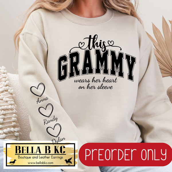**PREORDER ONLY** This CUSTOM *GRAMMY* Wears Her Heart on her Sleeve - Multiple Shirt Options - 1 Week Turn Around Time