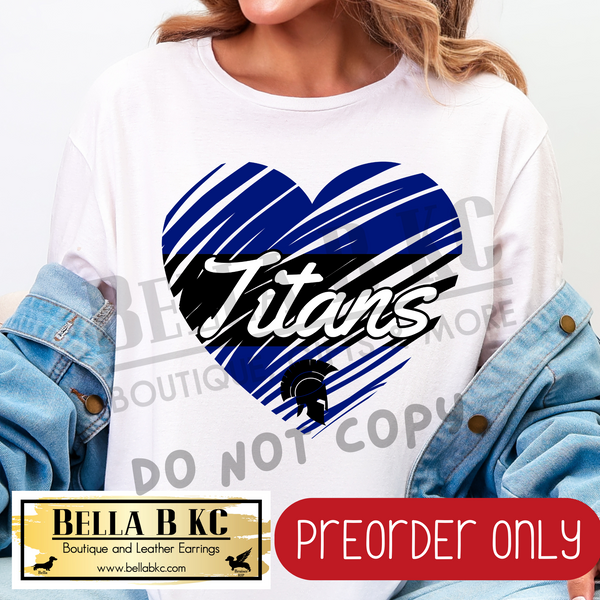 **PREORDER ONLY** Titans Scribble Split Heart - Tee or Sweatshirt - 1 Week Turn Around from Date of Order