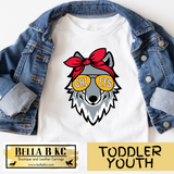 TODDLER/YOUTH - KC Football Cute Wolf Chick Tee or Sweatshirt