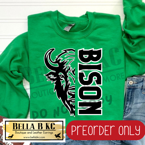 **PREORDER ONLY** Bison Split Mascot - Tee or Sweatshirt - 1 Week Turn Around from Date of Order