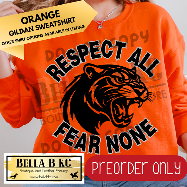 **PREORDER ONLY** Panthers Respect All Fear None - Tee or Sweatshirt - 1 Week Turn Around from Date of Order