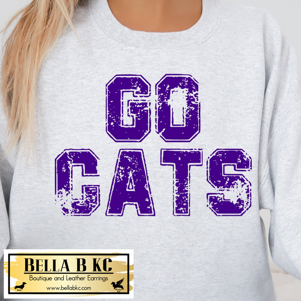 Wildcats Go Cats Grunge - Purple Print - Tee or Sweatshirt