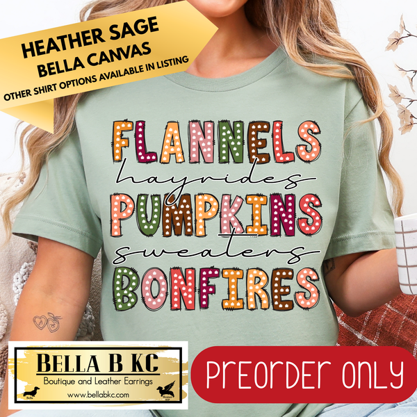 **PREORDER ONLY** Fall - Flannels Pumpkins Bonfires #12 - Tee or Sweatshirt - 1 Week Turn Around from Date of Order