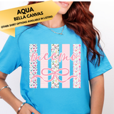 **ONLINE ONLY - NOT IN STORE** BBKC EXCLUSIVE - Meemo Striped Floral Coquette Bow - Multiple Shirt Options - 1 Week Turnaround Time