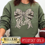 **PREORDER ONLY** Rams Camo Coquette Bow - Tee or Sweatshirt - 1 Week Turn Around from Date of Order