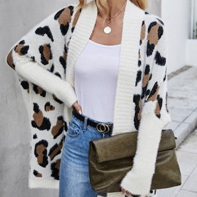 Cream Leopard Cardigan Sweater
