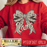 **PREORDER ONLY** Rams Camo Coquette Bow - Tee or Sweatshirt - 1 Week Turn Around from Date of Order