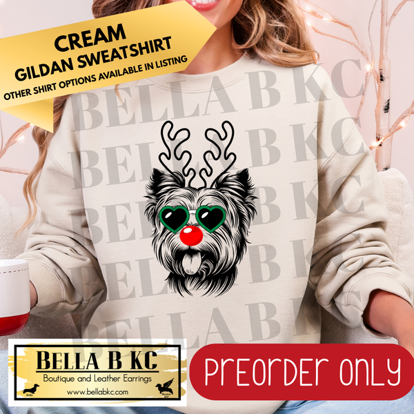 **PREORDER ONLY** Christmas - Yorkie Reindeer Dog - Multiple Shirt Options - 1 Week Turnaround Time
