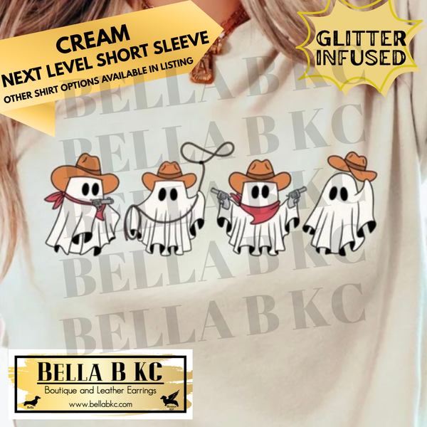 Halloween - **GLITTER INFUSED PRINT** Cowboy Western Ghosts - Tee or Sweatshirt