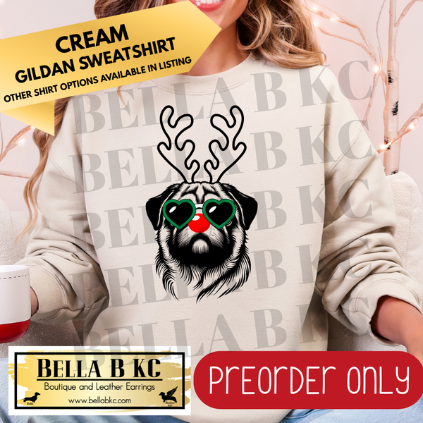 **PREORDER ONLY** Christmas - Pug Reindeer Dog - Multiple Shirt Options - 1 Week Turnaround Time