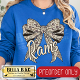 **PREORDER ONLY** Rams Camo Coquette Bow - Tee or Sweatshirt - 1 Week Turn Around from Date of Order