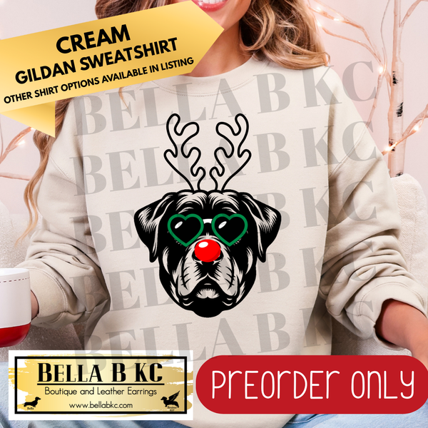 **PREORDER ONLY** Christmas - Rottweiler Reindeer Dog - Multiple Shirt Options - 1 Week Turnaround Time