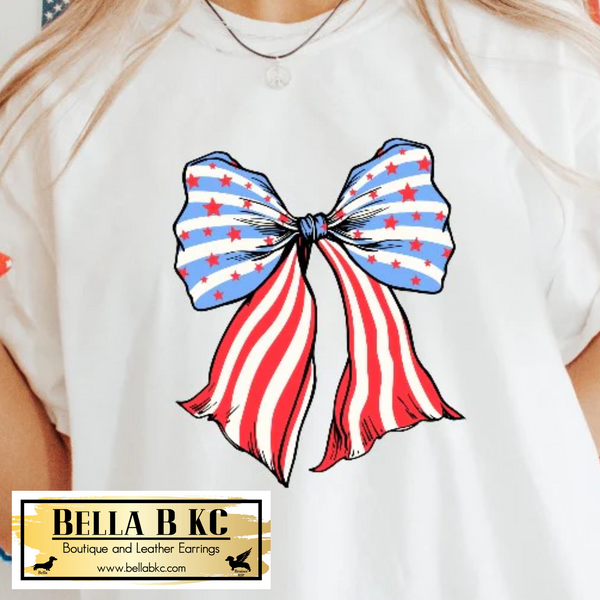 Americana Coquette Stars and Stripes Bow Tee
