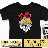 TODDLER/YOUTH - KC Football Cute Wolf Chick Tee or Sweatshirt