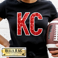 Kansas City Football Red Faux Bling Sequin KC Tee or Sweatshirt