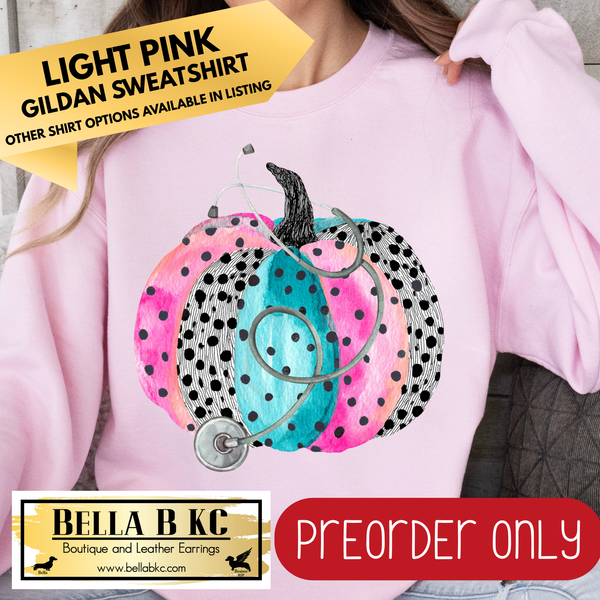 **PREORDER ONLY** Fall - Medical/Nurse Polka Dotted Pumpkin #142 - Tee or Sweatshirt - 1 Week Turn Around from Date of Order