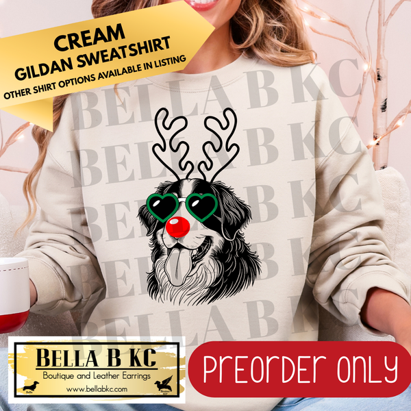 **PREORDER ONLY** Christmas - Bernese Mountain Reindeer Dog - Multiple Shirt Options - 1 Week Turnaround Time