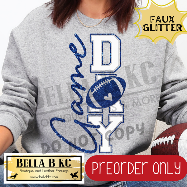 **PREORDER ONLY** Navy Football Game Day FAUX GLITTER - Tee or Sweatshirt - 1 Week Turn Around from Date of Order