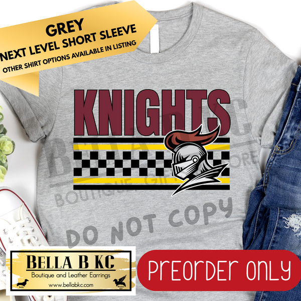 **PREORDER ONLY** Knights Checkered Lines Mascot Tee or Sweatshirt - 1 Week Turn Around from Date of Order