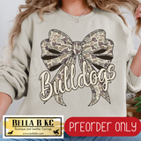 **PREORDER ONLY** Bulldogs Camo Coquette Bow - Tee or Sweatshirt - 1 Week Turn Around from Date of Order