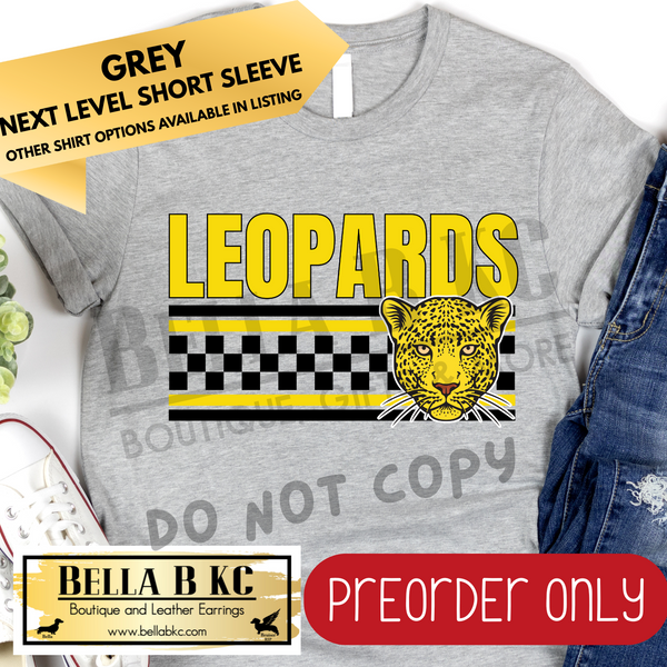**PREORDER ONLY** Leopards Checkered Lines Mascot Tee or Sweatshirt - 1 Week Turn Around from Date of Order