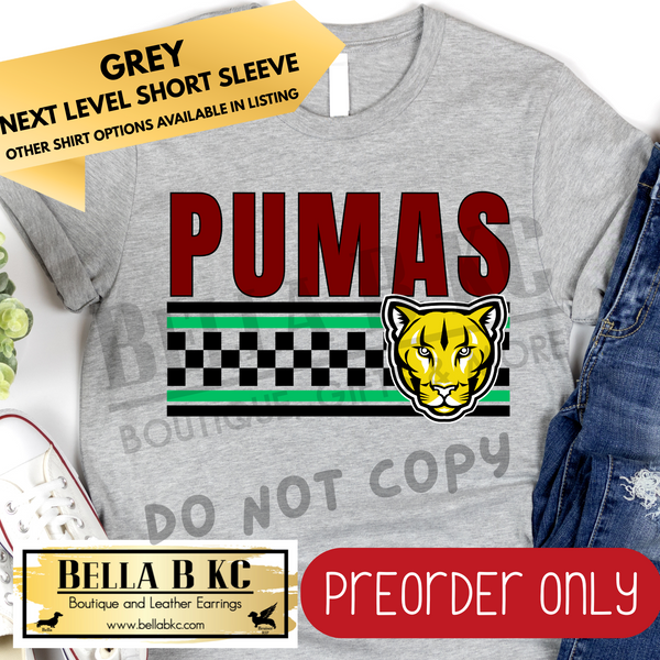 **PREORDER ONLY** Pumas Checkered Lines Mascot Tee or Sweatshirt - 1 Week Turn Around from Date of Order