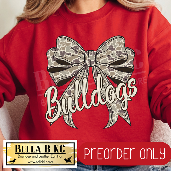 **PREORDER ONLY** Bulldogs Camo Coquette Bow - Tee or Sweatshirt - 1 Week Turn Around from Date of Order
