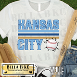 Kansas City Baseball Grunge Cracked Baseball Tee or Sweatshirt