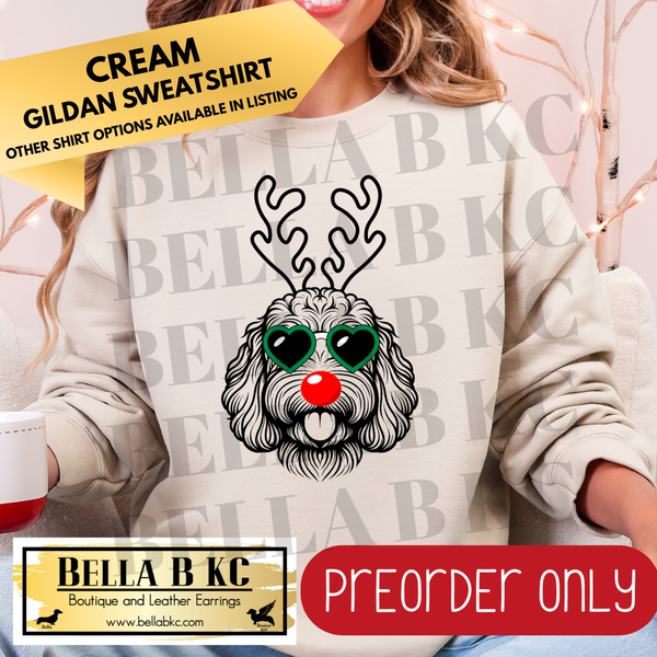 **PREORDER ONLY** Christmas - Cavapoo Reindeer Dog - Multiple Shirt Options - 1 Week Turnaround Time