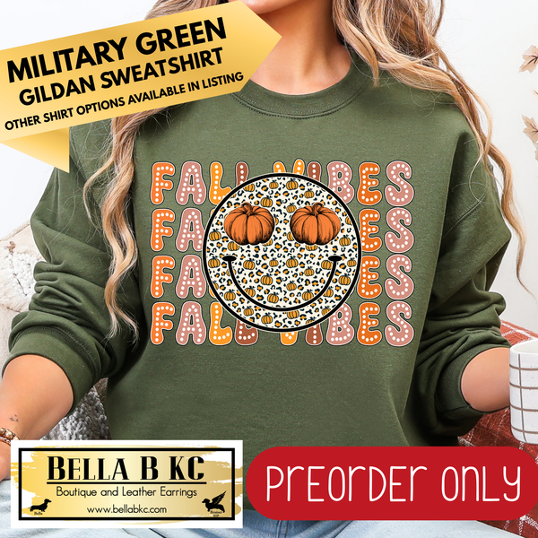 **PREORDER ONLY** Fall - Smiley Fall Vibes #14 - Tee or Sweatshirt - 1 Week Turn Around from Date of Order