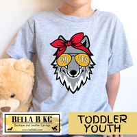 TODDLER/YOUTH - KC Football Cute Wolf Chick Tee or Sweatshirt