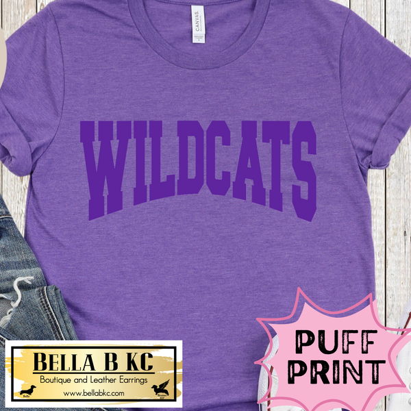 Wildcats Athletic - Purple PUFF Print - Tee or Sweatshirt