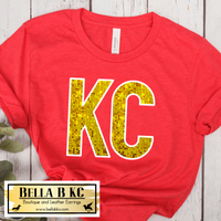 Kansas City Football Gold Faux Bling Sequin KC Tee or Sweatshirt