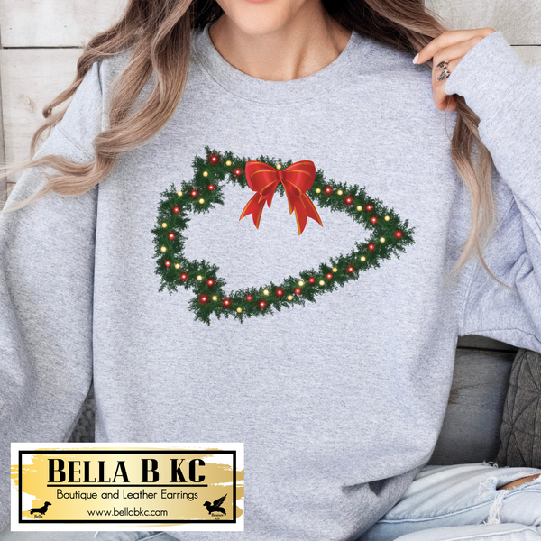 Christmas - Kansas City Christmas Arrowhead Wreath Tee or Sweatshirt