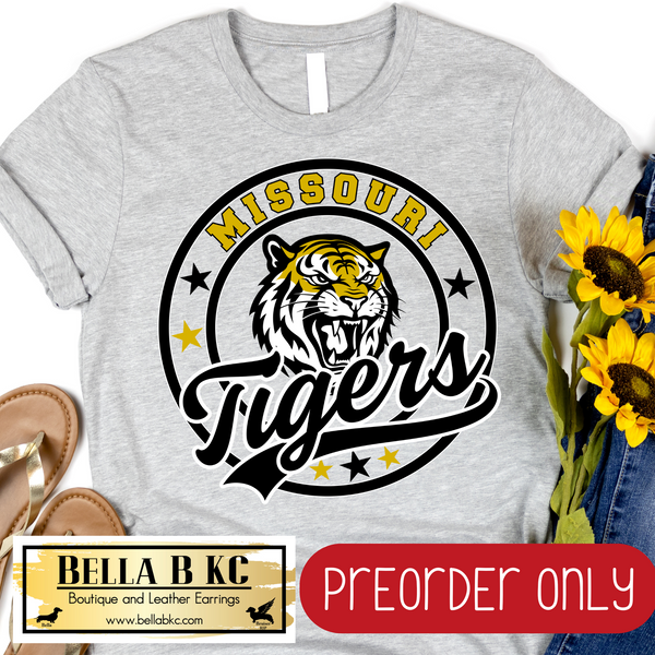 **PREORDER ONLY** Missouri Tigers Round Star Mascot Tee or Sweatshirt - 1 Week Turn Around from Date of Order