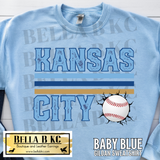 Kansas City Baseball Grunge Cracked Baseball Tee or Sweatshirt