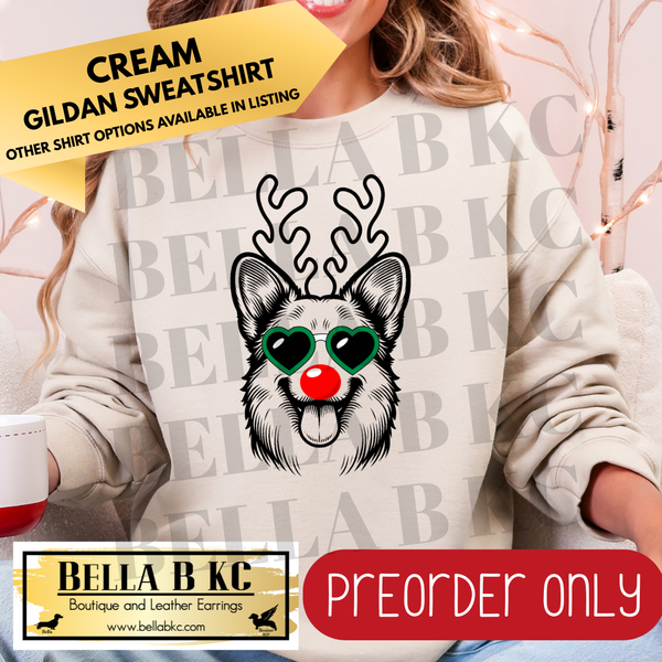 **PREORDER ONLY** Christmas - Corgi Reindeer Dog - Multiple Shirt Options - 1 Week Turnaround Time