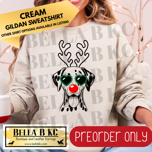 **PREORDER ONLY** Christmas - Dalmatian Reindeer Dog - Multiple Shirt Options - 1 Week Turnaround Time